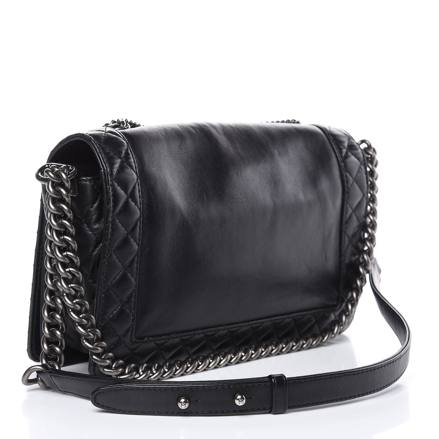 Calfskin Enchained Medium Boy Flap Black