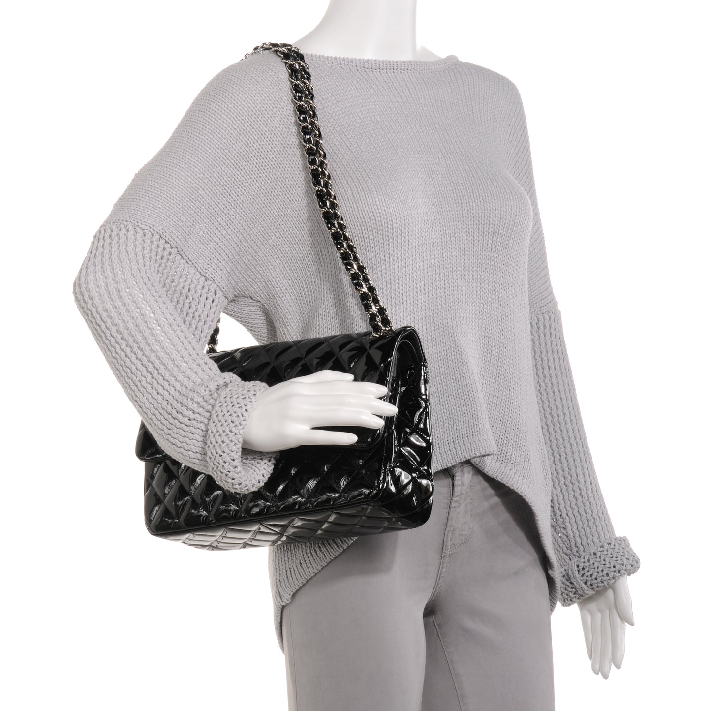 Patent Jumbo Double Flap Black