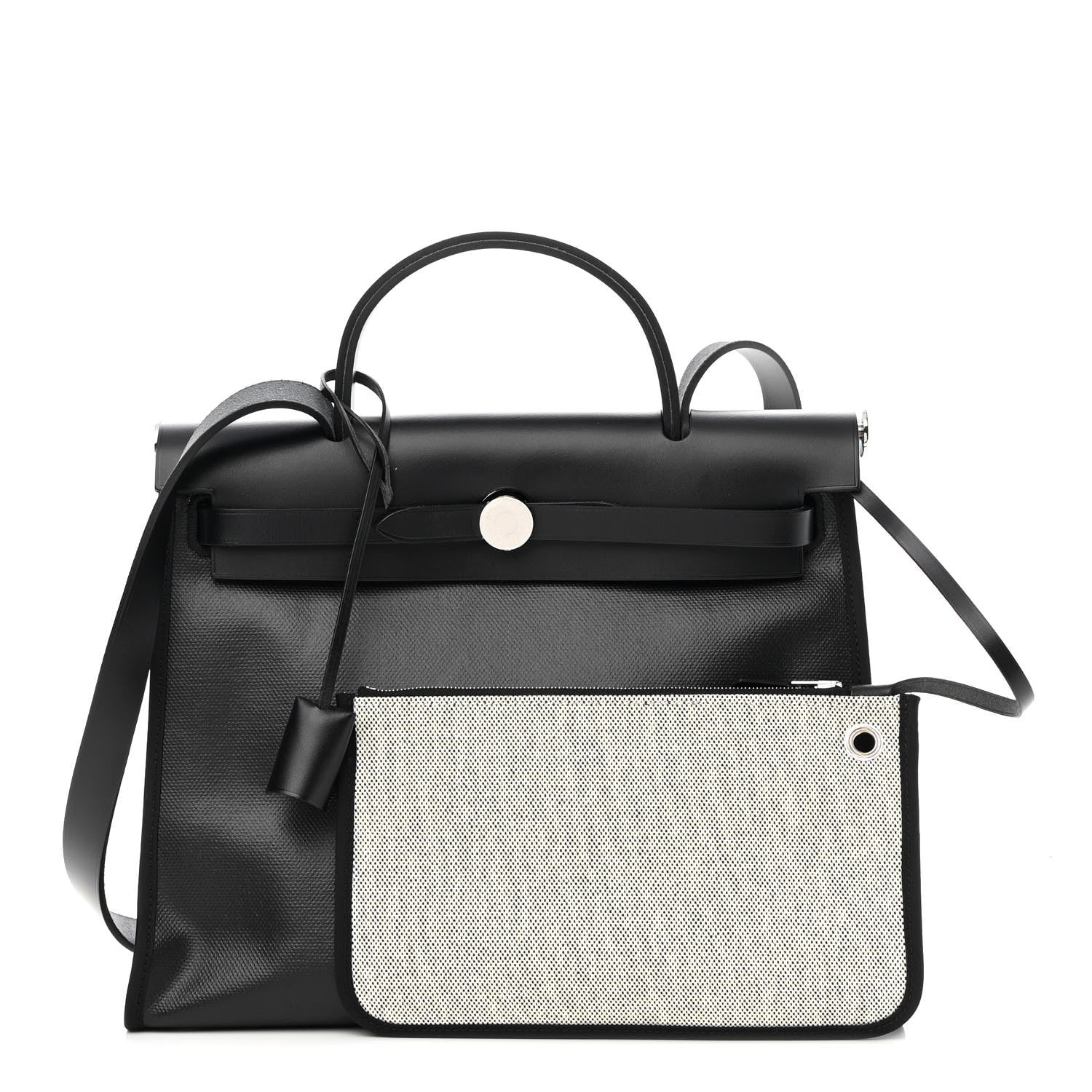 Hermes Toile H Berline Vache Hunter Herbag Zip PM 31 Black Ecru 1 of 10