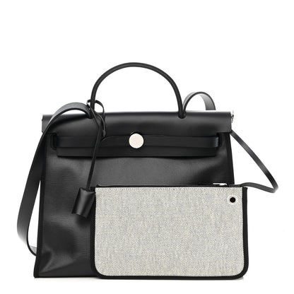 Hermes Toile H Berline Vache Hunter Herbag Zip PM 31 Black Ecru 1 of 10