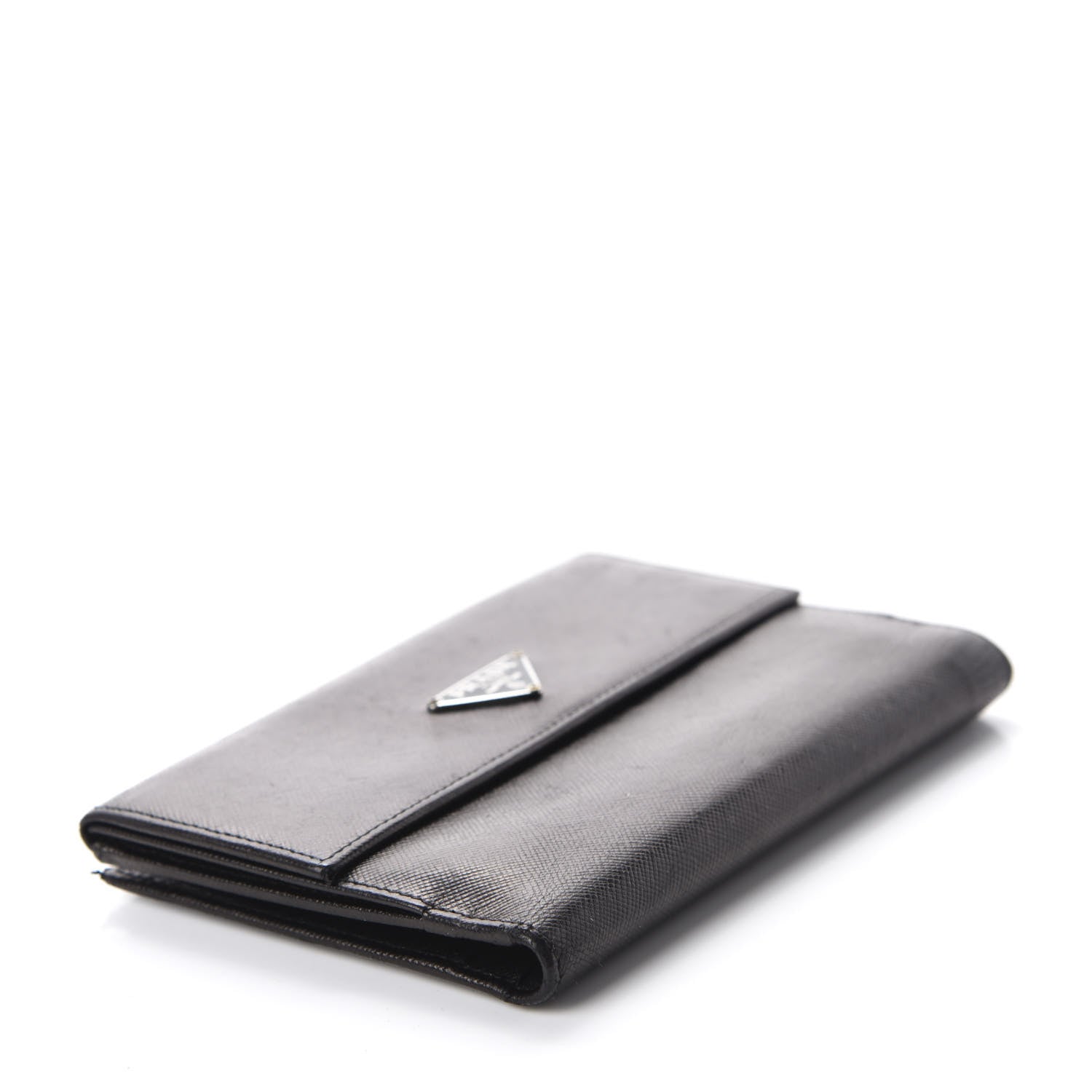 Prada Saffiano Tri-Fold Compact Wallet Black 4 of 10