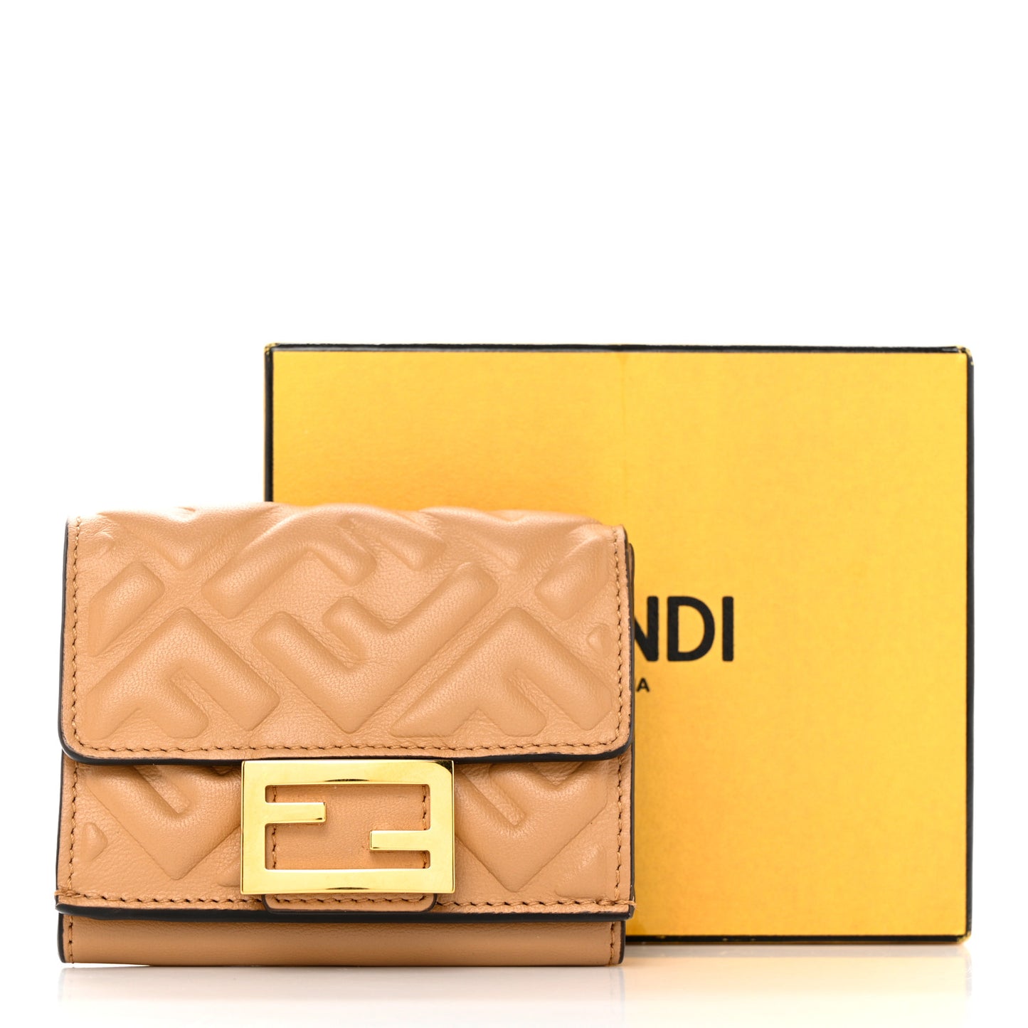 Nappa Matisse FF Diagonal Embossed Micro Tri-Fold Wallet Miele Scuro