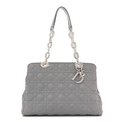Christian Dior CHRISTIAN DIOR Lambskin Cannage Small Dior Soft Zipped Shopping Tote Grey 1 of 14