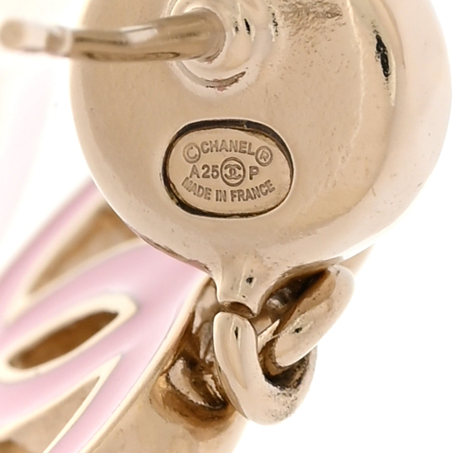 Pearl Enamel CC Drop Earrings Pink