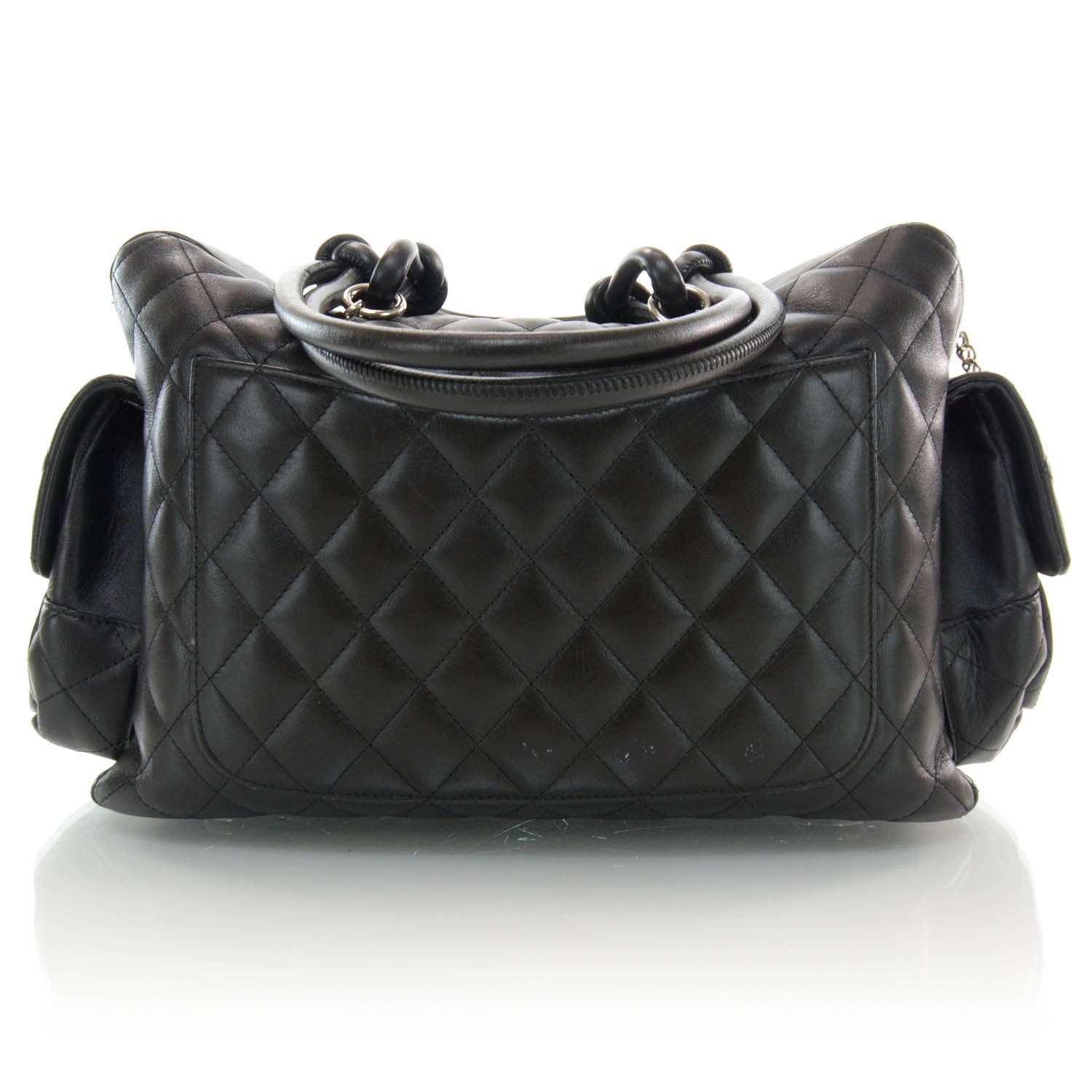 Chanel Calfskin Quilted Large Cambon Multipocket Reporter Black White 3 of 10