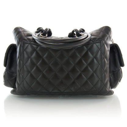 Chanel Calfskin Quilted Large Cambon Multipocket Reporter Black White 3 of 10