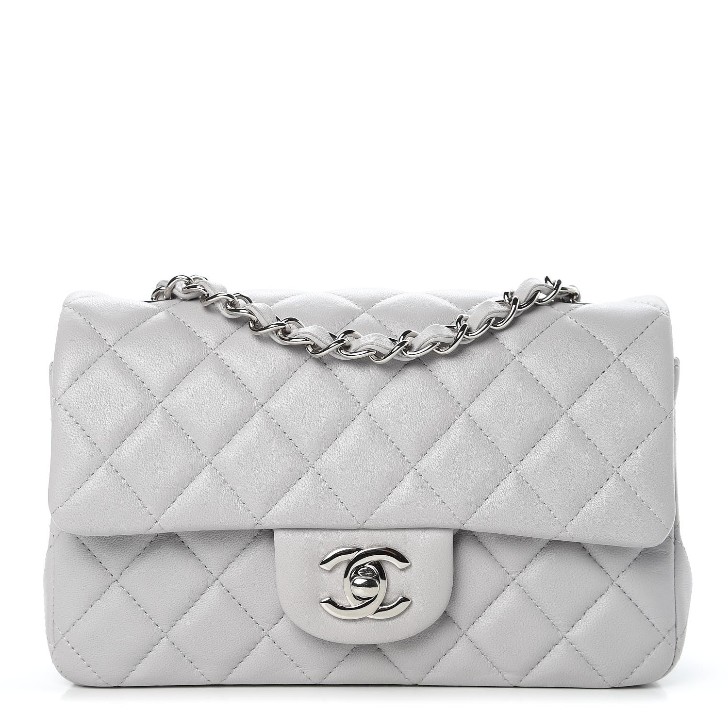 Chanel Lambskin Quilted Mini Rectangular Flap Grey 1 of 10