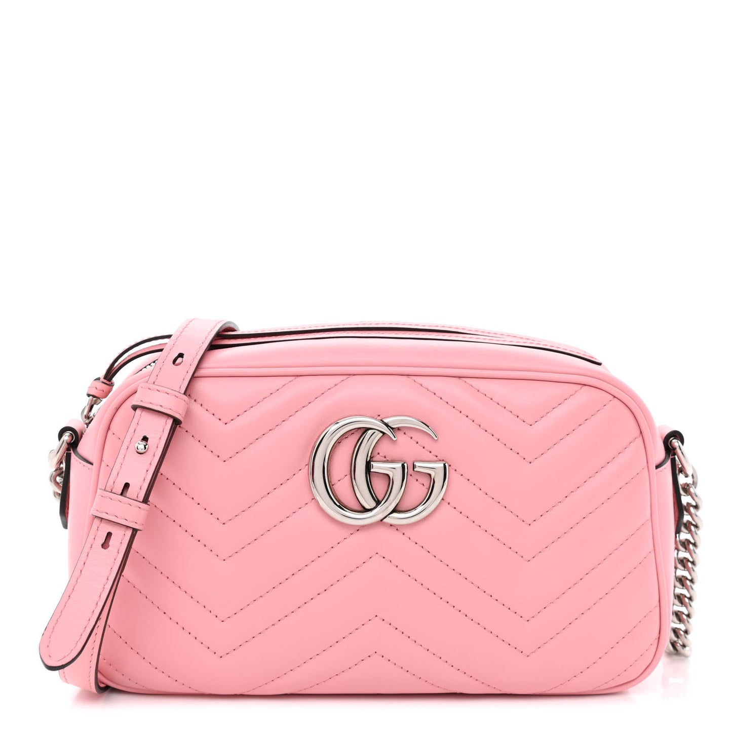 Calfskin Matelasse Small GG Marmont Chain Shoulder Bag Wild Rose