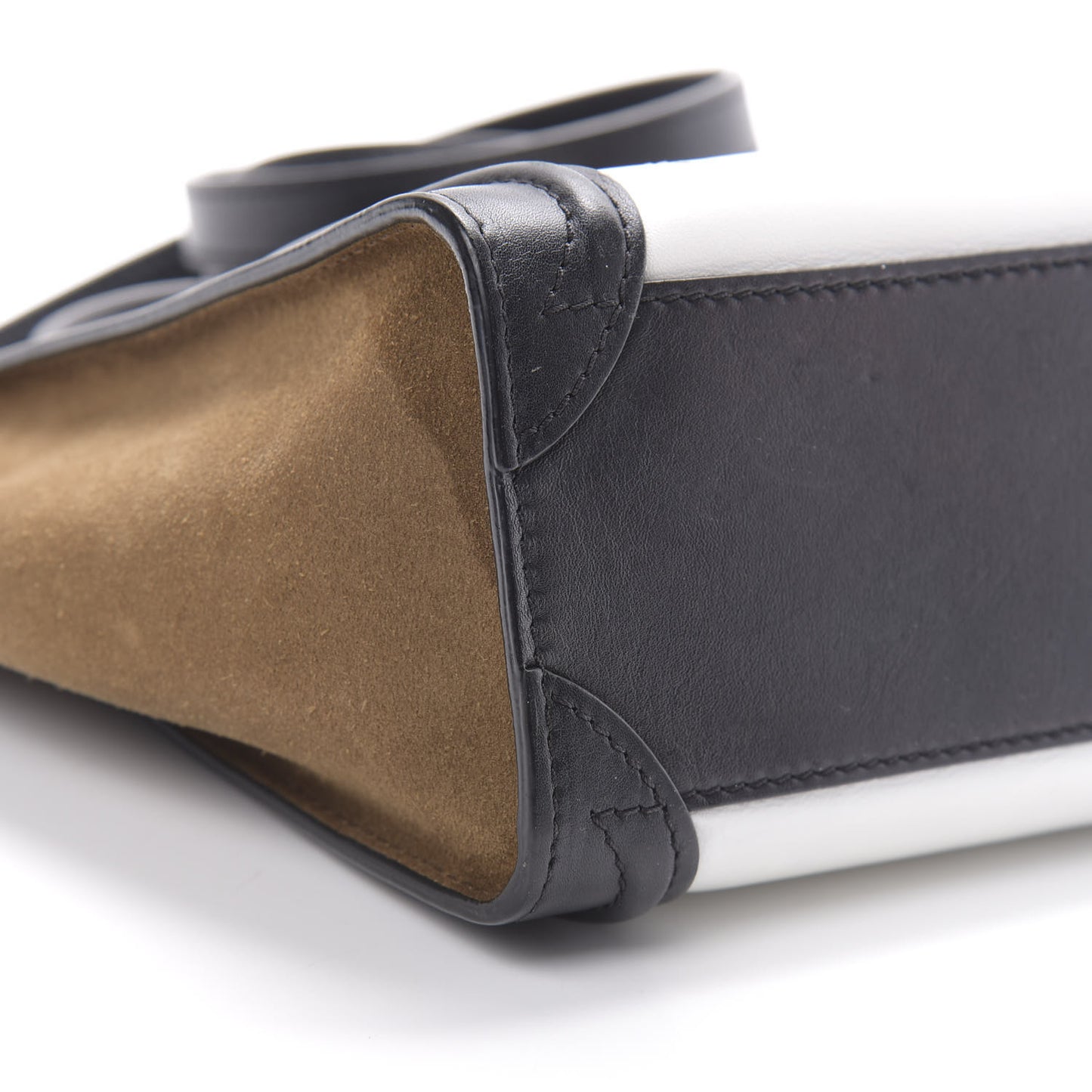 Smooth Calfskin Suede Nano Tri-Color Luggage White
