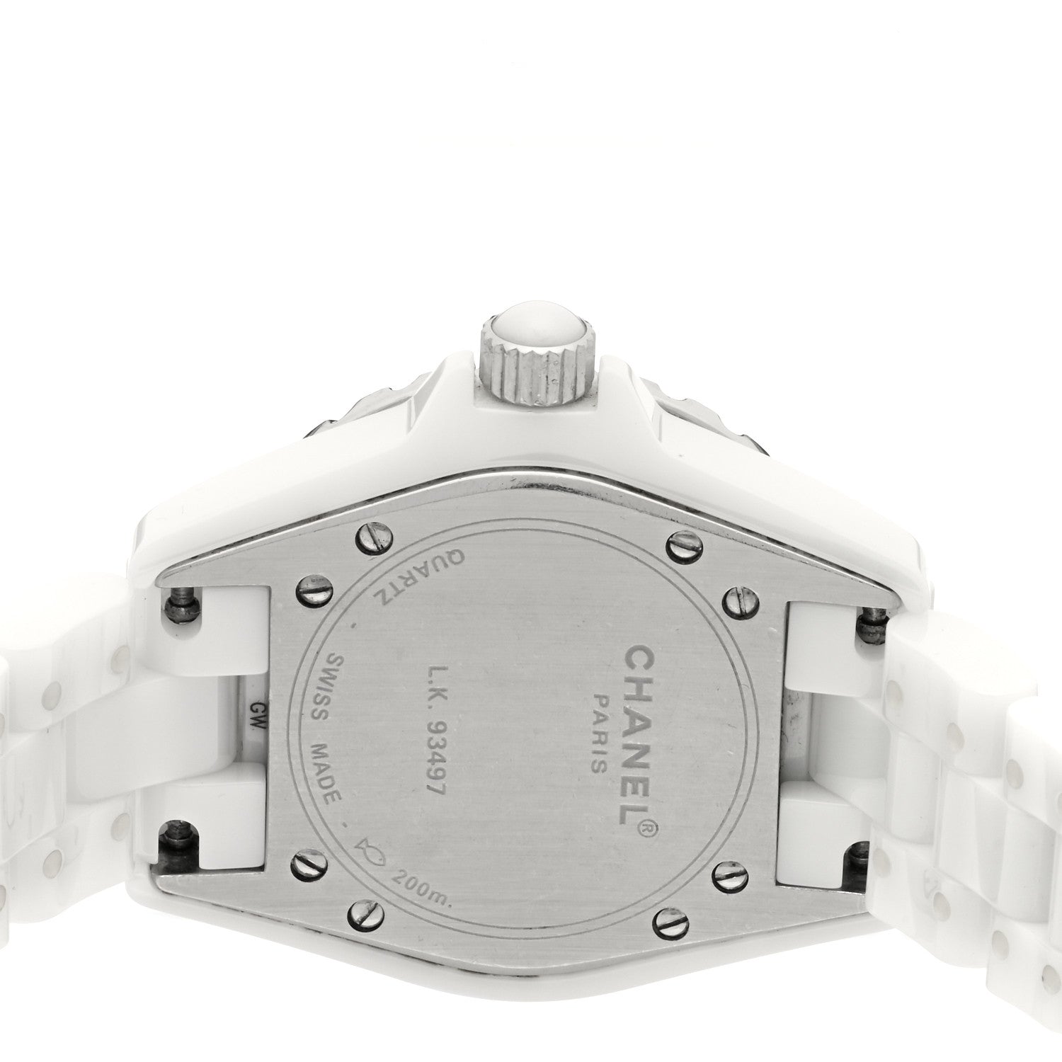 Chanel Stainless Steel Ceramic Diamond Pave Bezel 33mm J12 Quartz Watch White 4 of 4