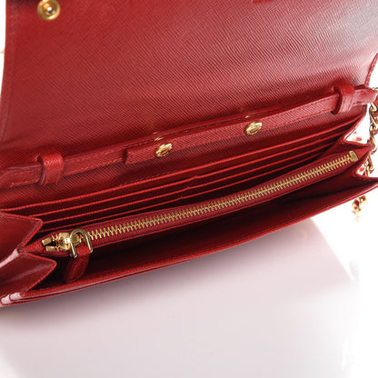 Prada Saffiano Metal Oro Chain Wallet Fuoco 5 of 15