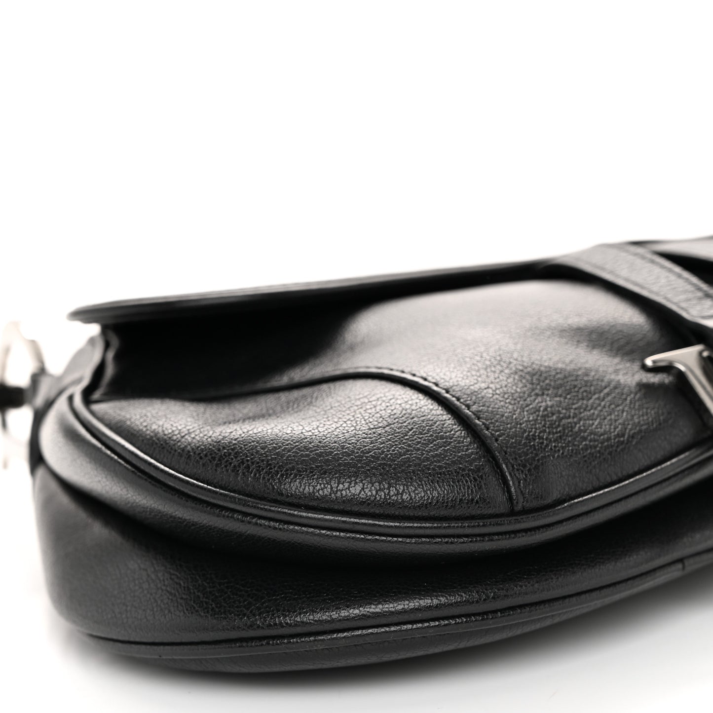 Shiny Goatskin Saddle Bag Black