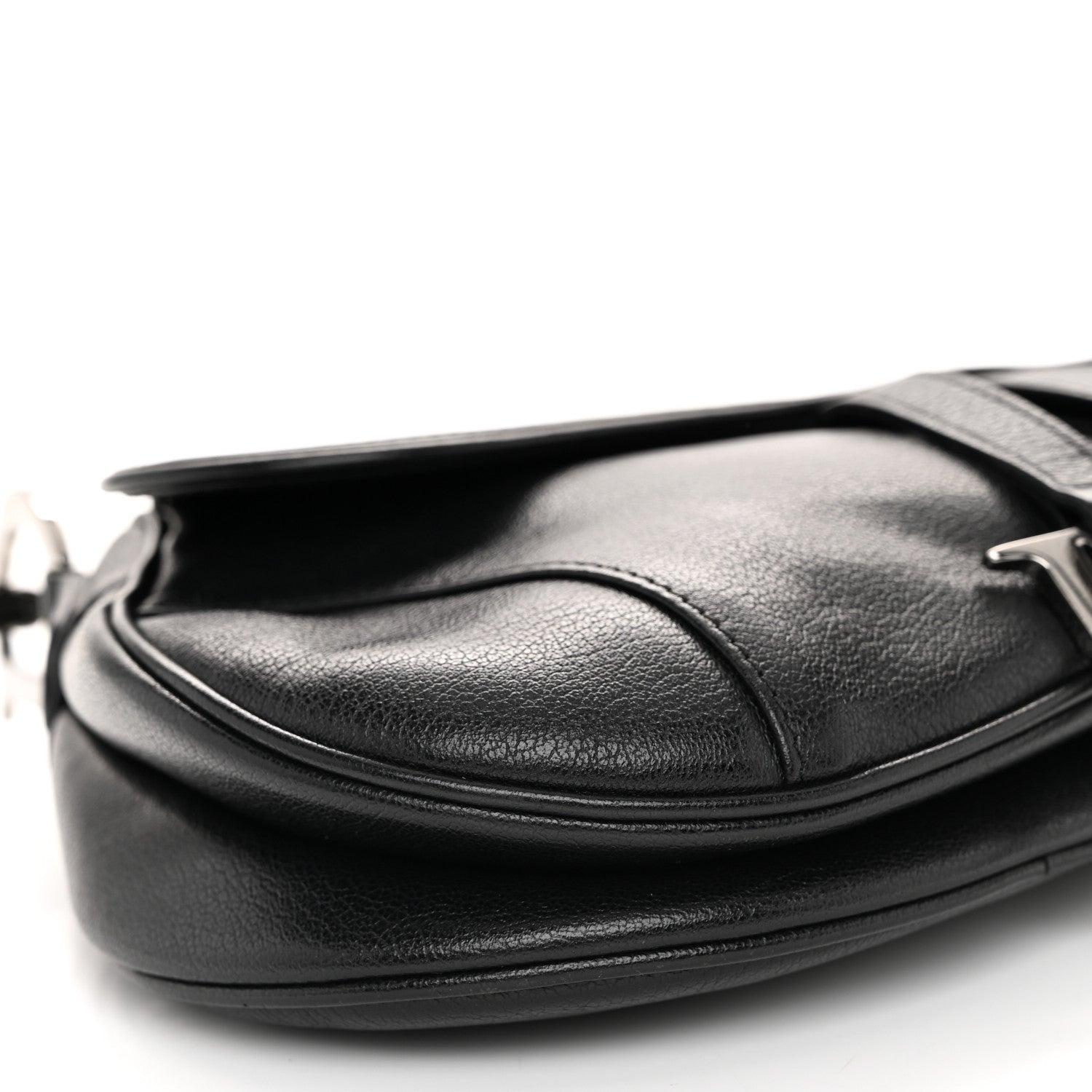 Christian Dior Shiny Goatskin Saddle Bag Black 9 of 13