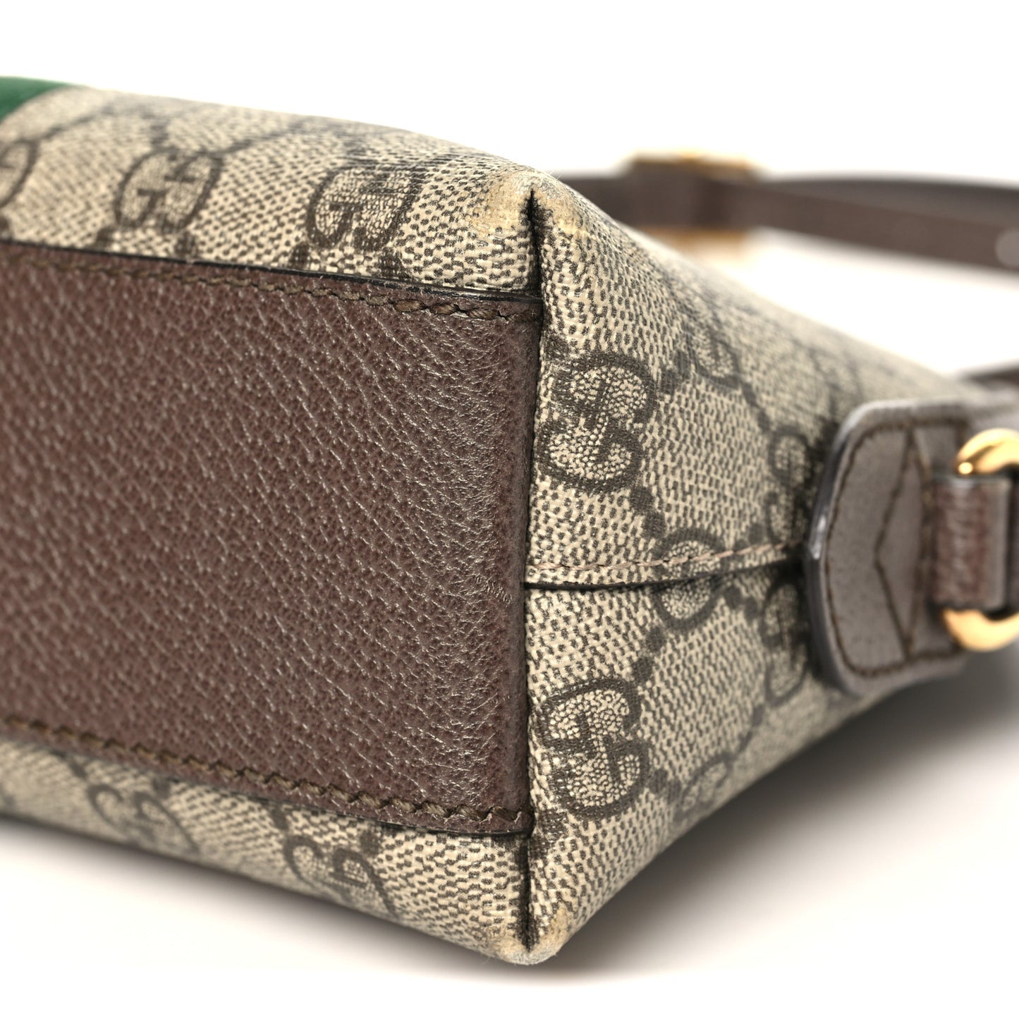 GG Supreme Monogram Textured Dollar Calfskin Web Small Ophidia Dome Shoulder Bag Beige Ebony New Acero