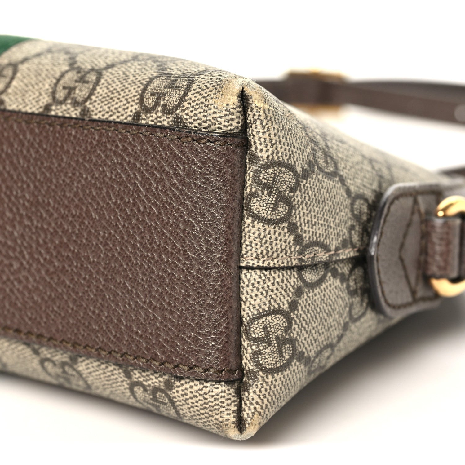 Gucci GG Supreme Monogram Textured Dollar Calfskin Web Small Ophidia Dome Shoulder Bag Beige Ebony New Acero 9 of 11