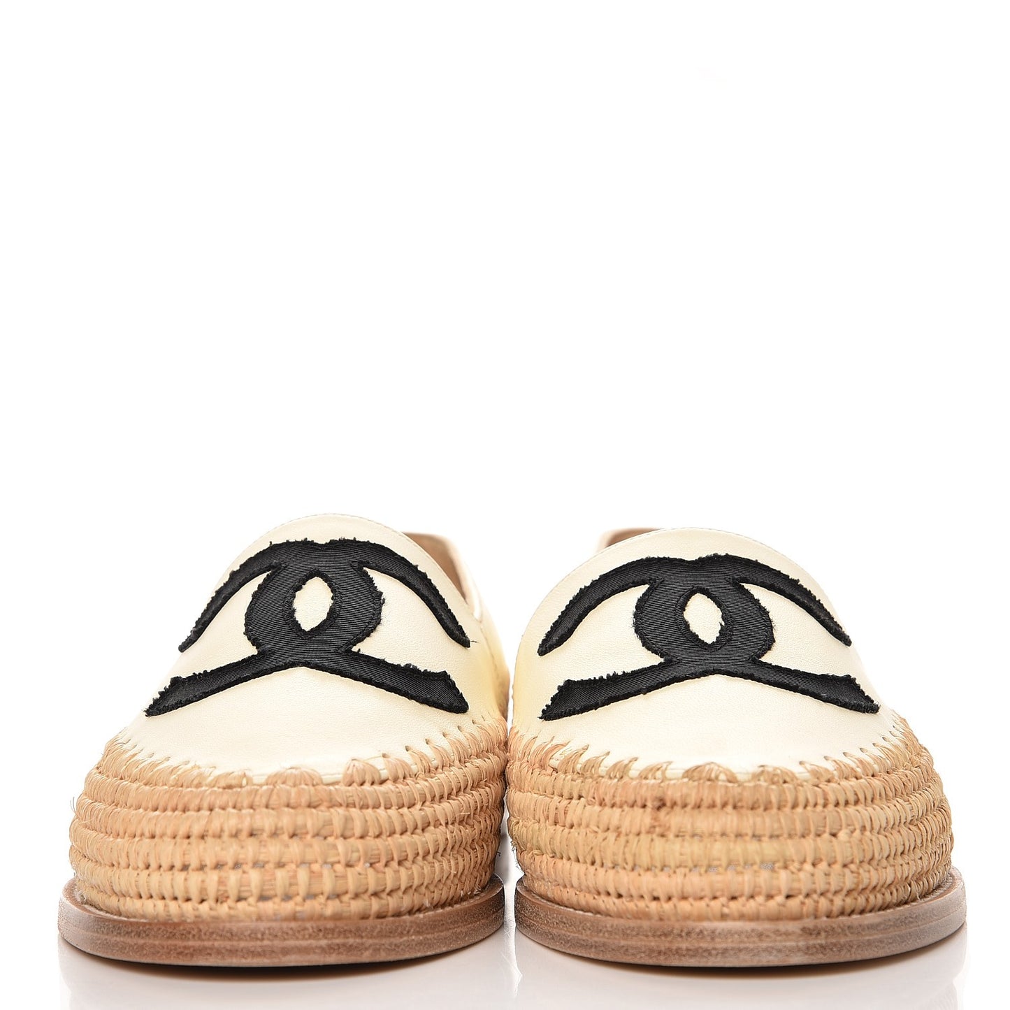 Lambskin Grosgrain CC Espadrilles 35 Ivory Black
