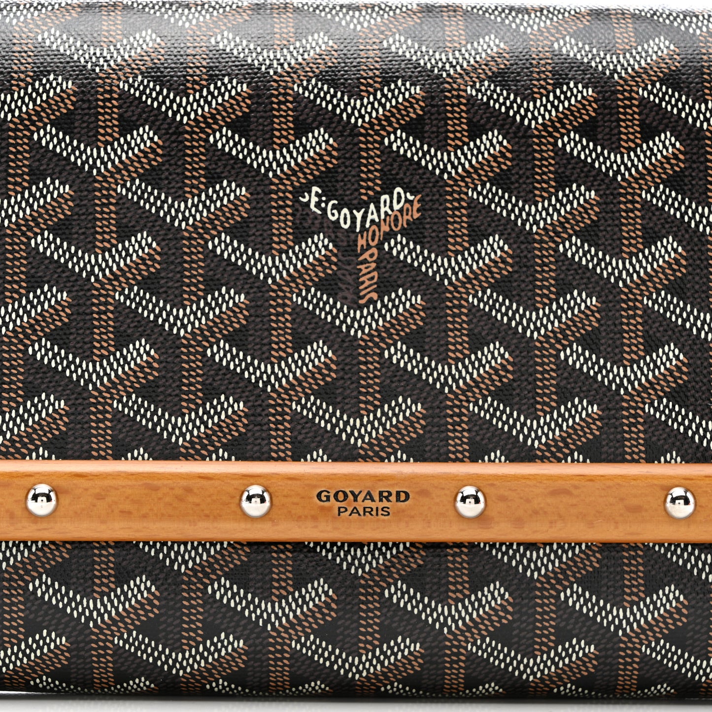 Goyardine Monte Carlo Bois Clutch With Strap Black