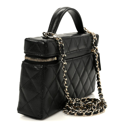 Chanel Caviar Quilted Top Handle Slim Vanity With Chain Black 3 of 11