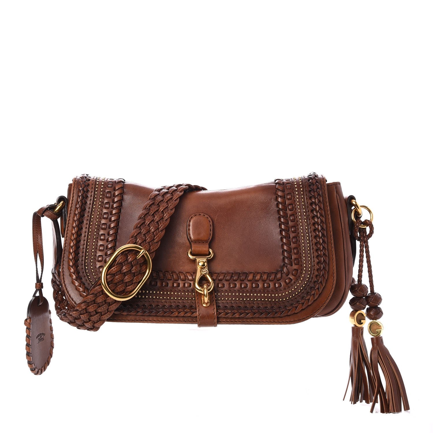 Gucci Calfskin Handmade Medium Flap Shoulder Bag Brown 1 of 8