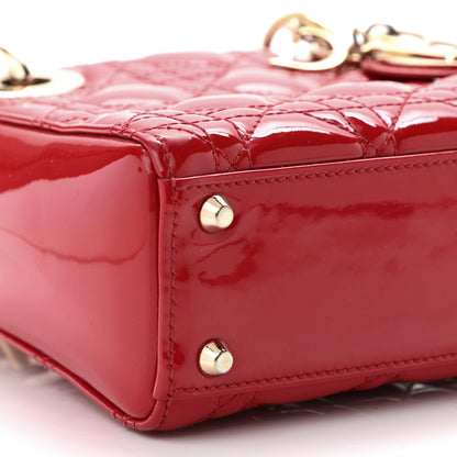 Christian Dior Patent Cannage Mini Lady Dior Red 8 of 17