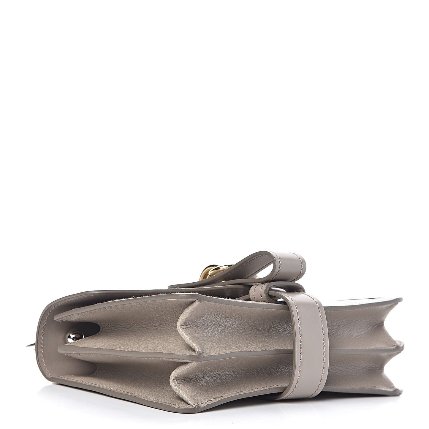 Shiny Goatskin Calfskin Aby Chain Shoulder Bag Motty Grey