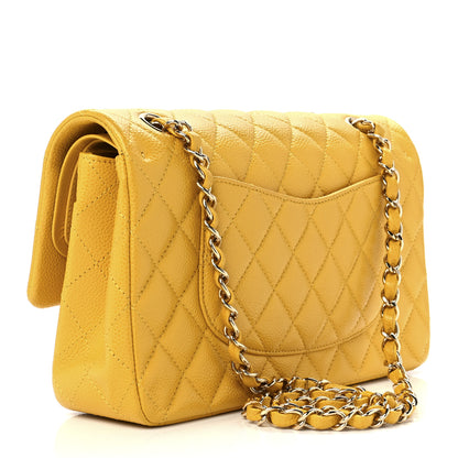 Chanel Caviar Quilted Medium Double Flap Yellow 2 of 12