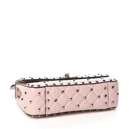 Valentino Garavani Craquele Nappa Small Rockstud Spike Shoulder Bag Water Rose 4 of 11
