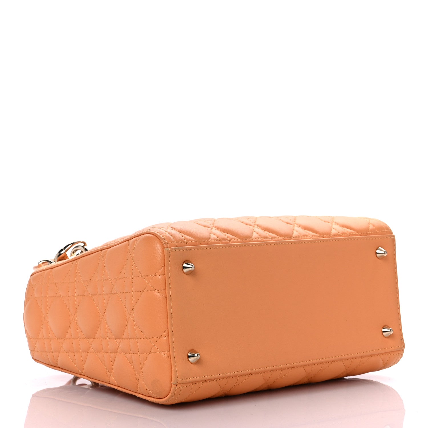 Christian Dior Lambskin Cannage Medium Lady Dior Orange 3 of 16