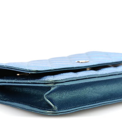 Chanel Iridescent Caviar Quilted Wallet on Chain WOC Dark Blue 10 of 12