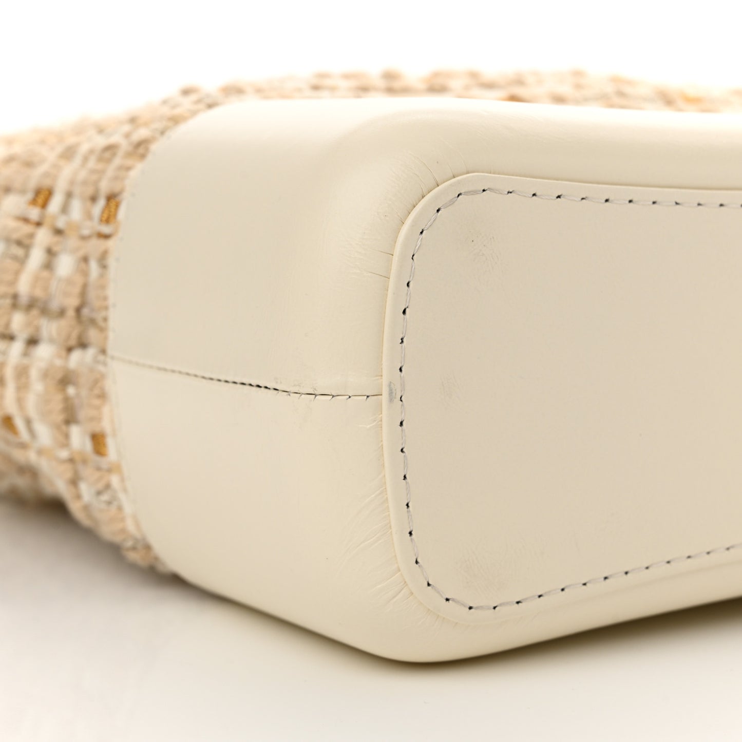 Tweed Calfskin Quilted Medium Gabrielle Hobo Beige Ivory
