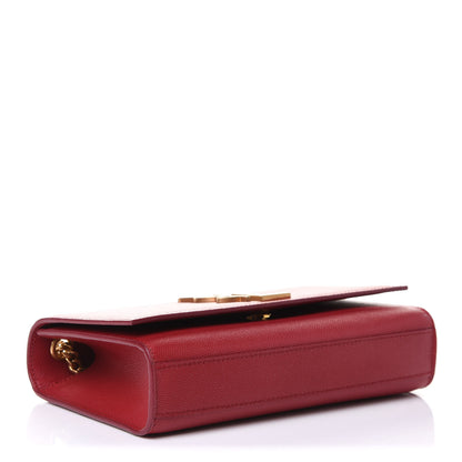 Saint Laurent Grain De Poudre Small Deconstructed Monogram Kate Satchel Red 4 of 10