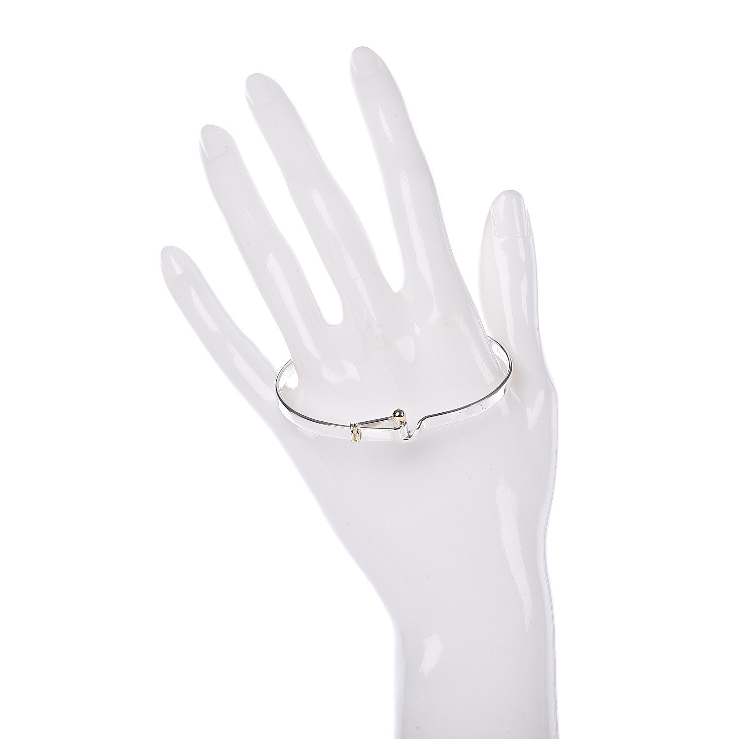 Tiffany Sterling Silver 18K Yellow Gold Hook Eye Bangle Bracelet 2 of 4