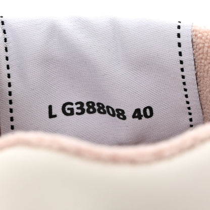 Chanel Grained Calfskin Fabric Womens Logo Sneakers 40 White Light Pink 9 of 10