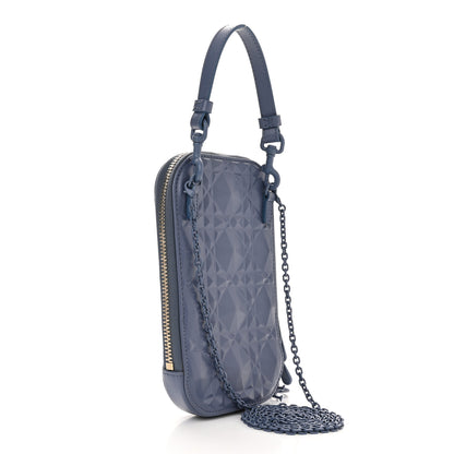 Christian Dior Calfskin Cannage Diamond Cannage Phone Holder Blue 3 of 10