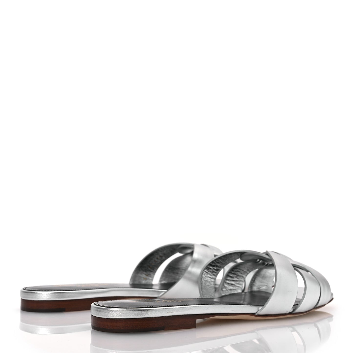 Metallic Calfskin Nu Pied 05 Slide Sandals 36 Argento