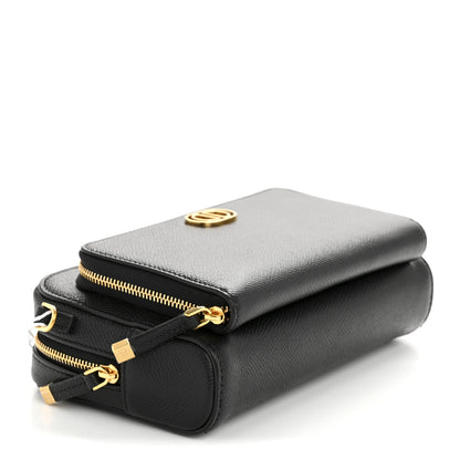 Christian Dior Grained Calfskin Caro Double Pouch Black 4 of 11