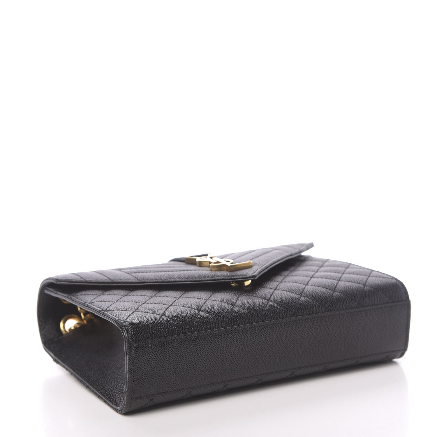 Saint Laurent Grain De Poudre Textured Mixed Matelasse Triquilt Medium Monogram Satchel Black 4 of 10