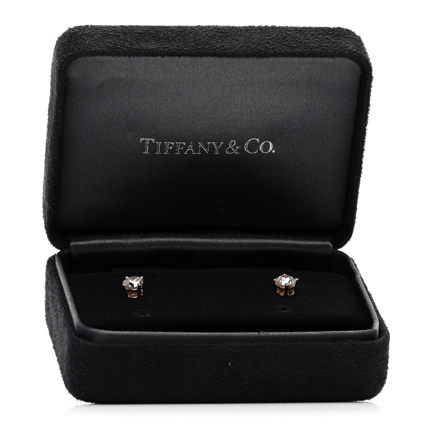 Tiffany 18K Rose Gold Diamond 1.00ctw Round Solitaire Earrings 5 of 5
