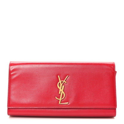 Saint Laurent Patent Grain De Poudre Classic Monogram Cassandre Clutch Fuchsia 1 of 11