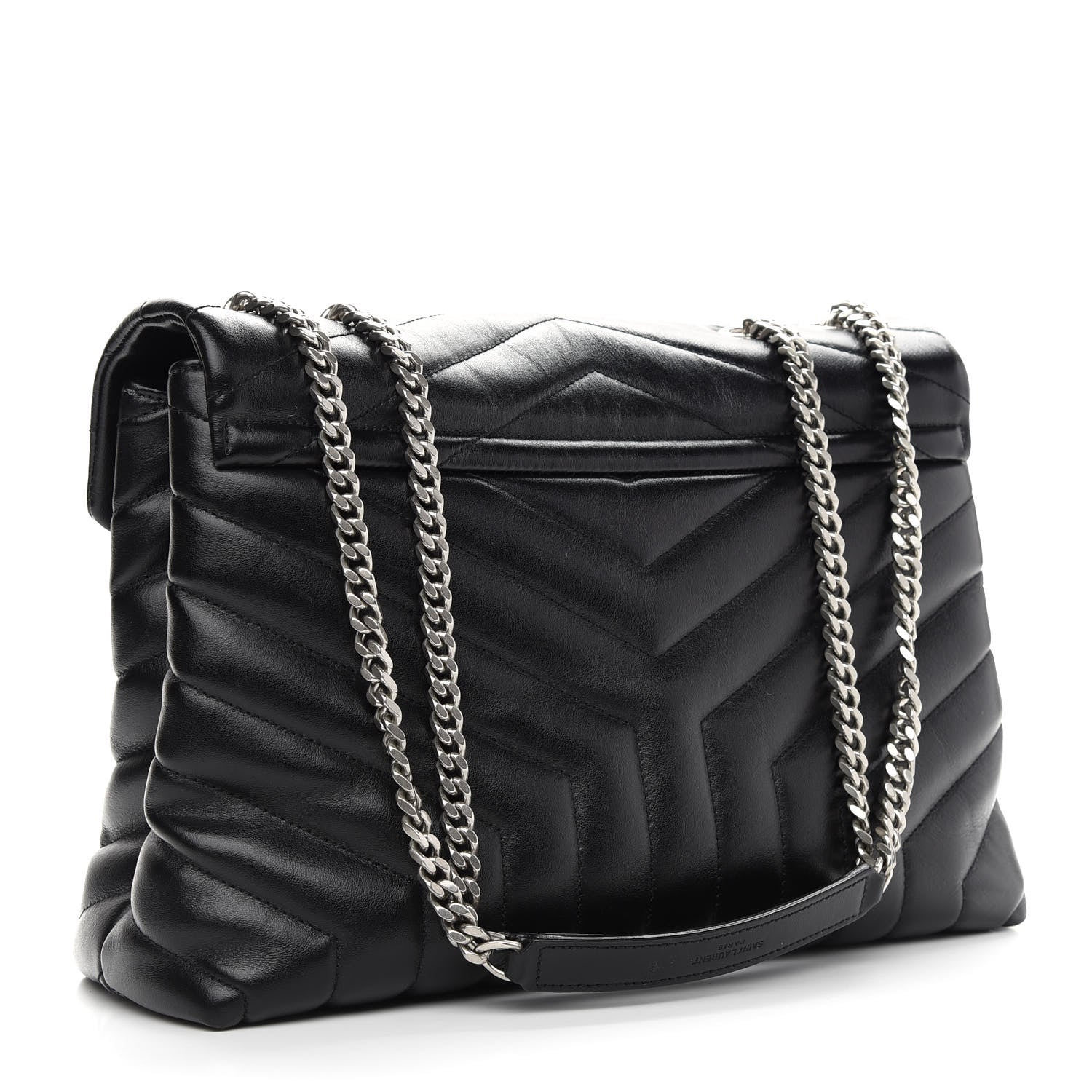 Saint Laurent Calfskin Y Quilted Monogram Medium Loulou Chain Satchel Black 3 of 8