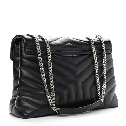 Saint Laurent Calfskin Y Quilted Monogram Medium Loulou Chain Satchel Black 3 of 8