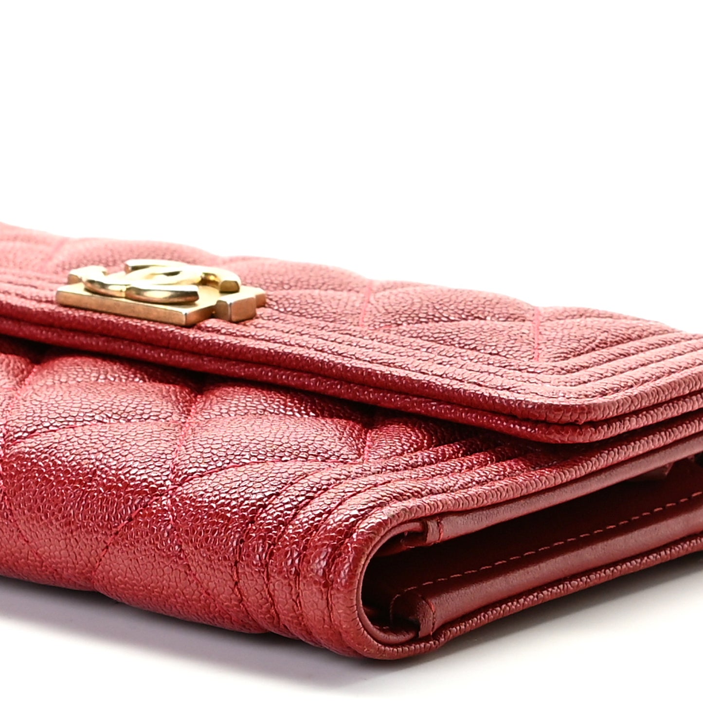 Caviar Quilted Medium Boy Flap Wallet Burgundy