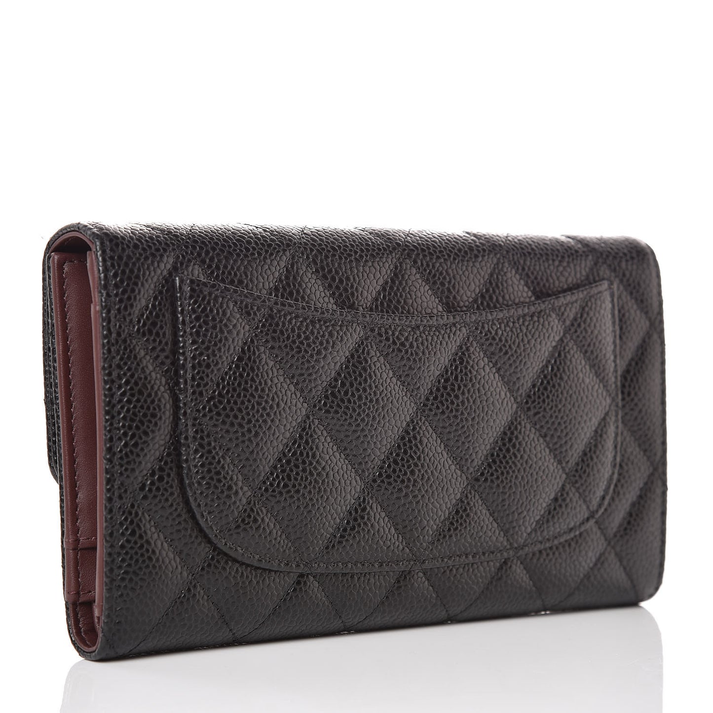 Caviar Quilted Large Flap Wallet Black