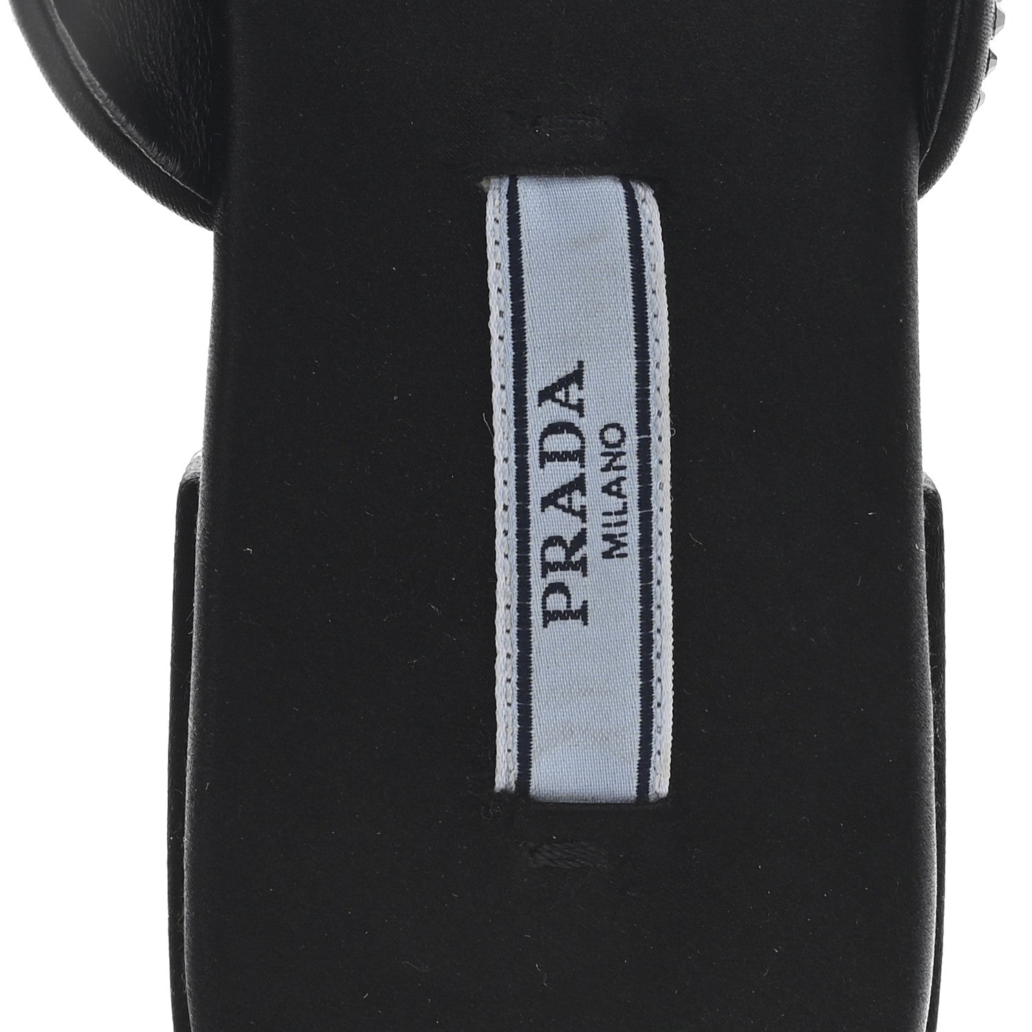 Prada Satin Crystal Logo 10mm Slide Sandals  35 Black 8 of 8