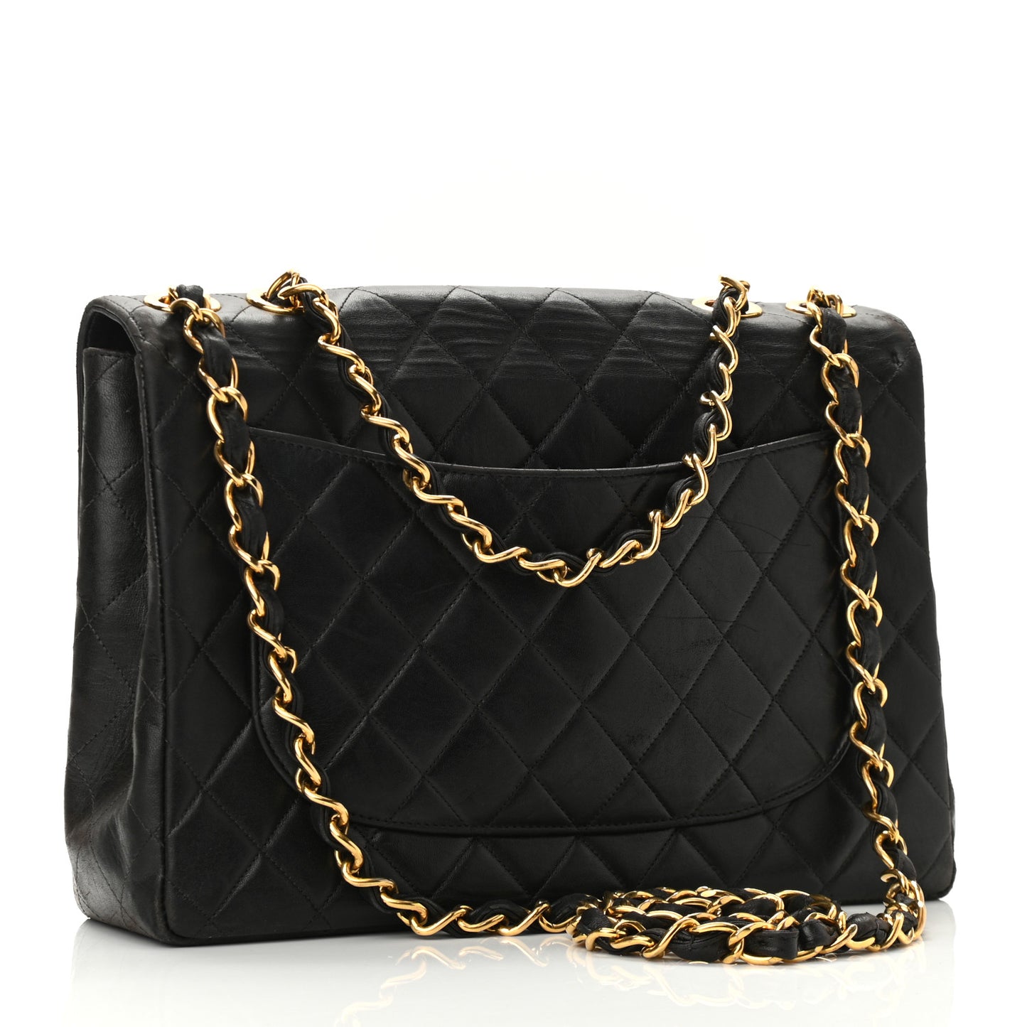 Lambskin Quilted XL Jumbo Single Flap Black