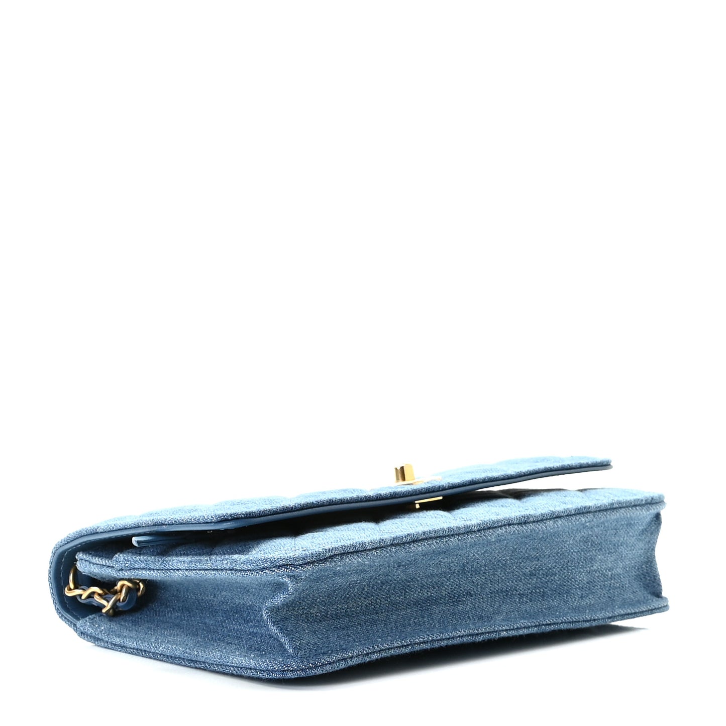Denim Quilted CC Pearl Crush Wallet On Chain WOC Blue