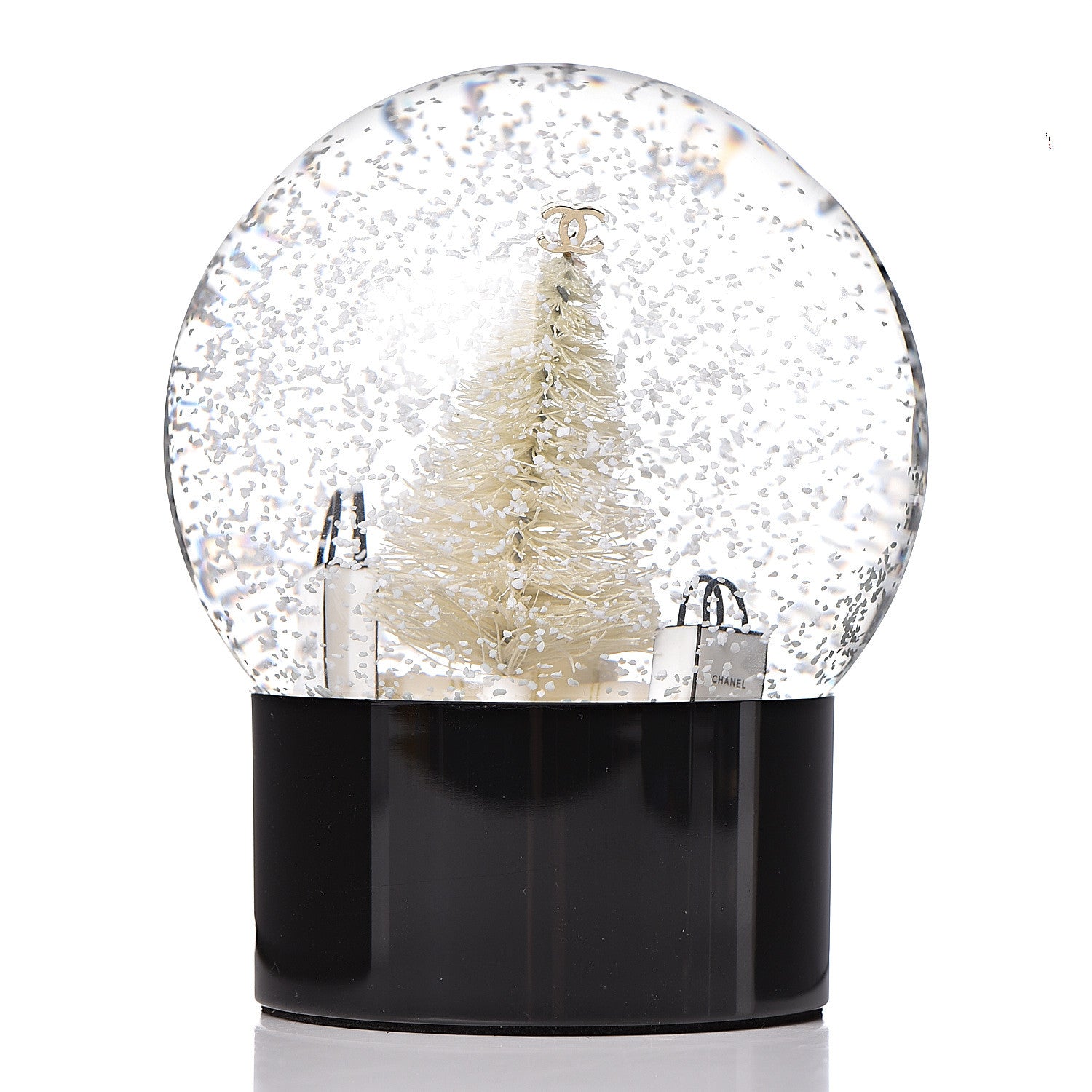 Chanel Glass Christmas Tree Shopping Bag Snow Globe 3 of 4