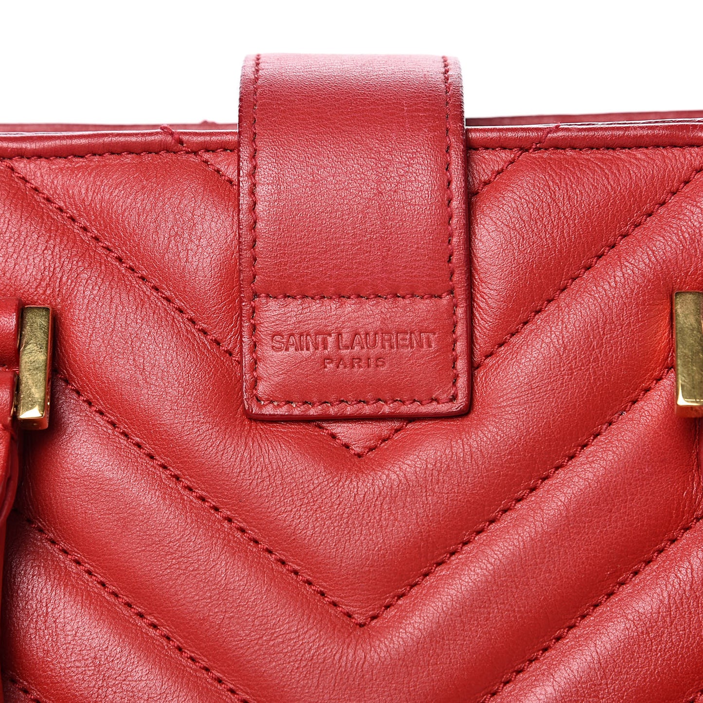 Calfskin Matelasse Chevron Small Monogram Cabas Lipstick Red