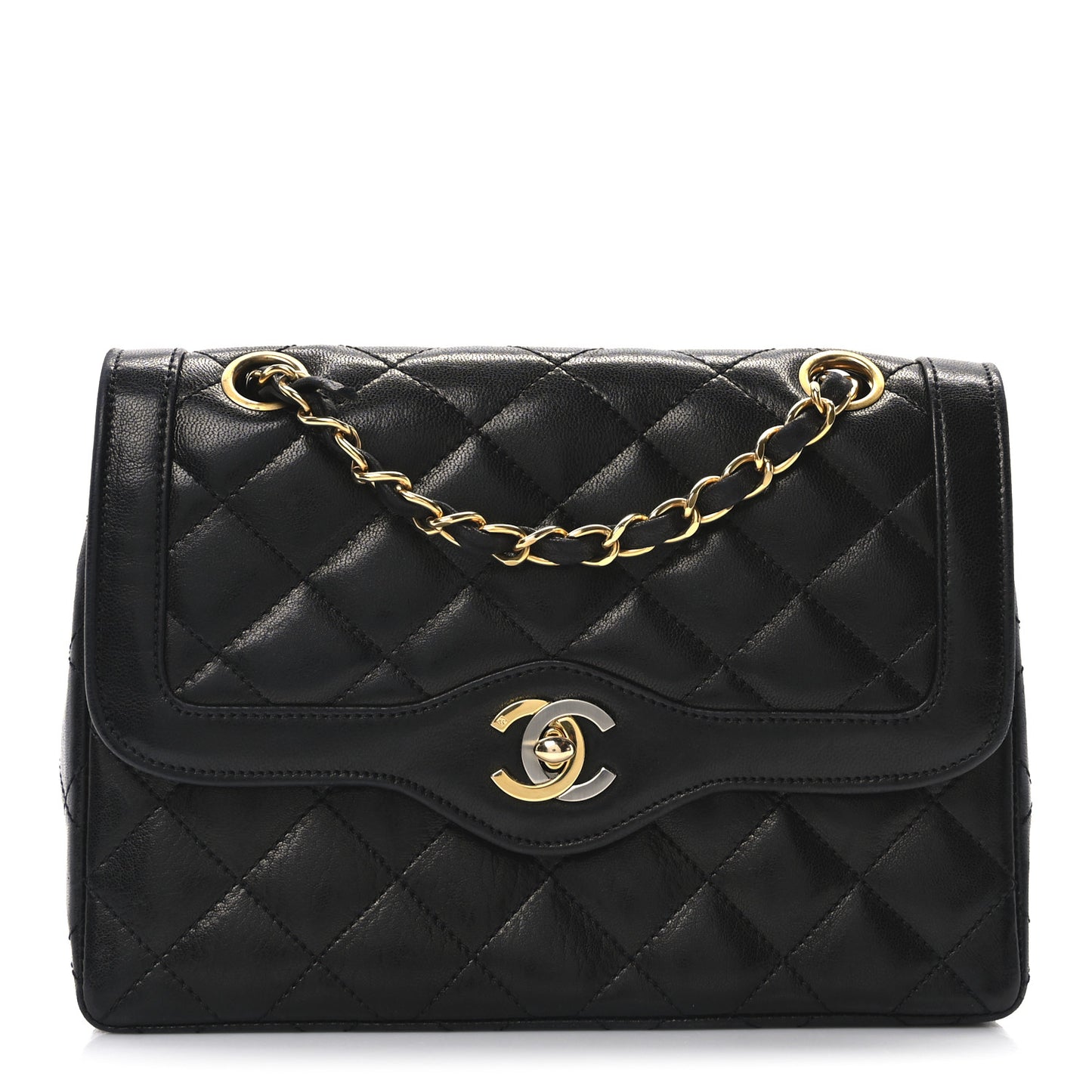 Lambskin Quilted Small Single Flap Black