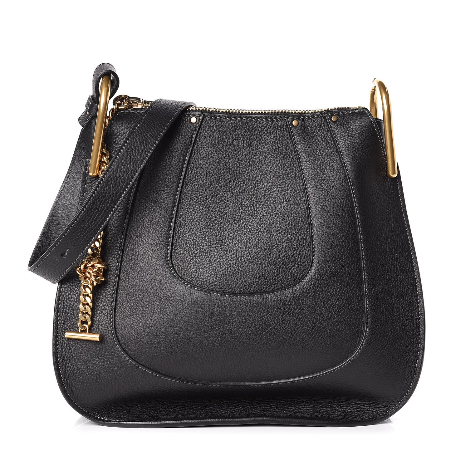 Grained Calfskin Small Hayley Hobo Black